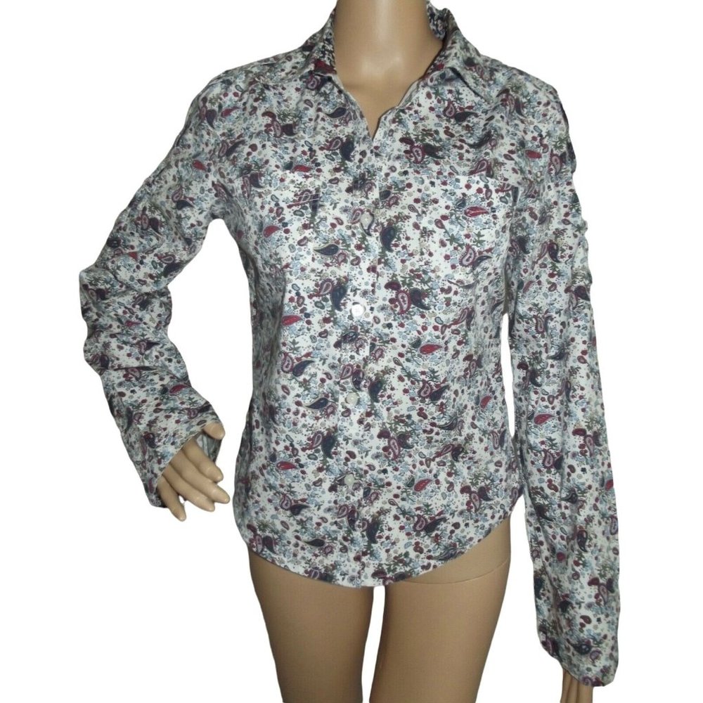 Tommy Hilfiger Floral Button Down Shirt - White, Blue and Red